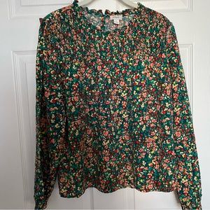 Never worn JCrew Factory Smocked ruffleneck top - L